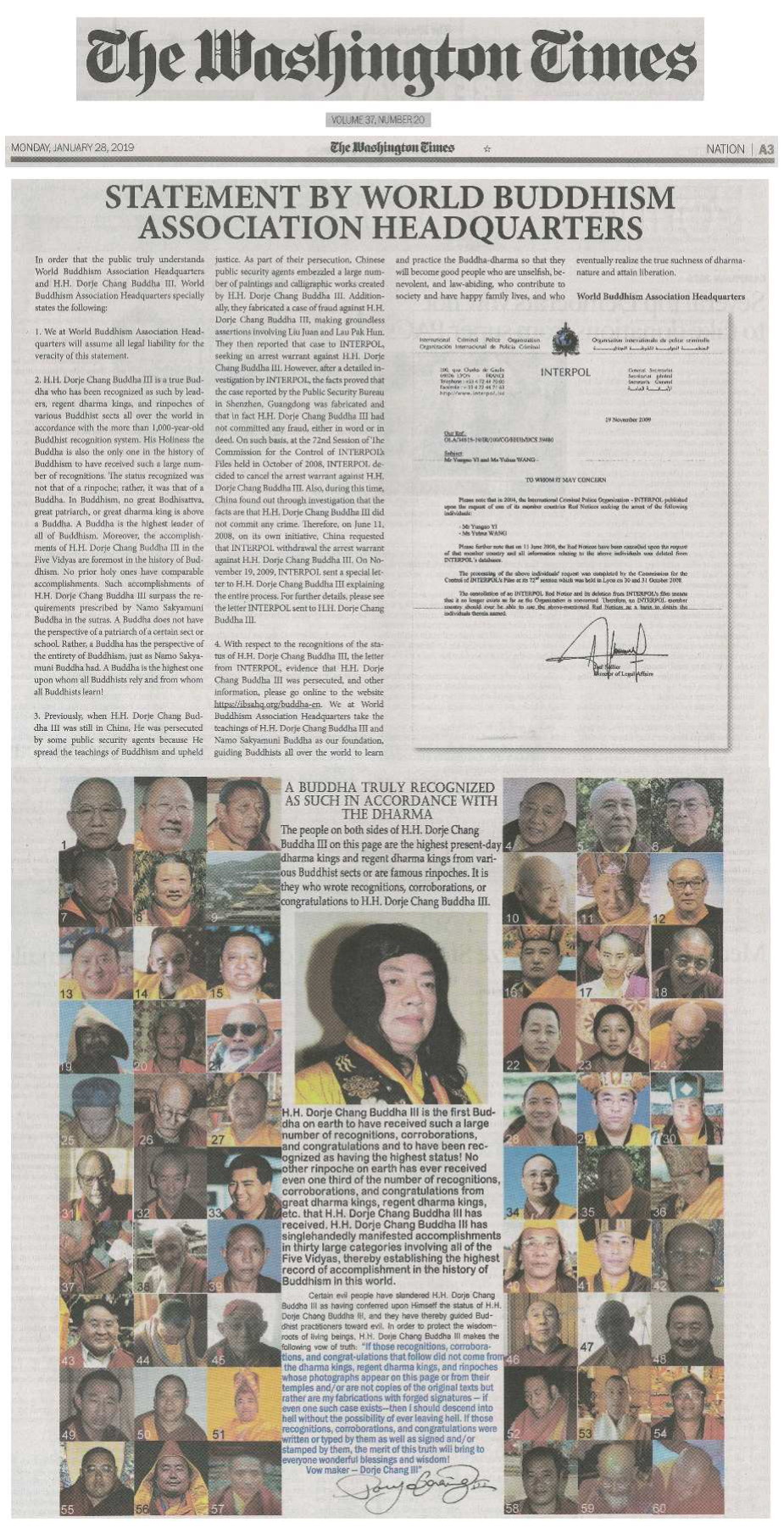 华盛顿时报：世界佛教总部声明 1/28/2019-图片1